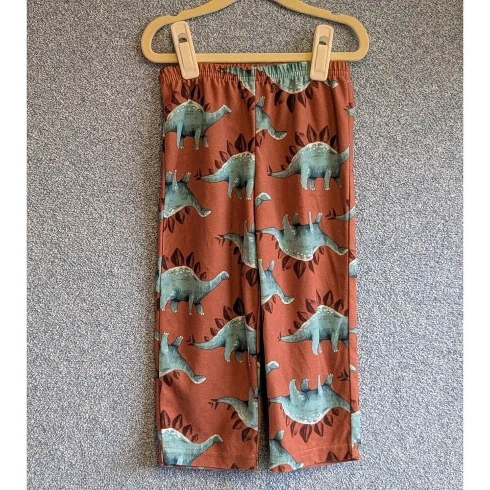 Carter's Boys Size 3T Brown Dinosaur Stego Fleece Long Sleeve Two Piece Pajamas - Picture 7 of 8